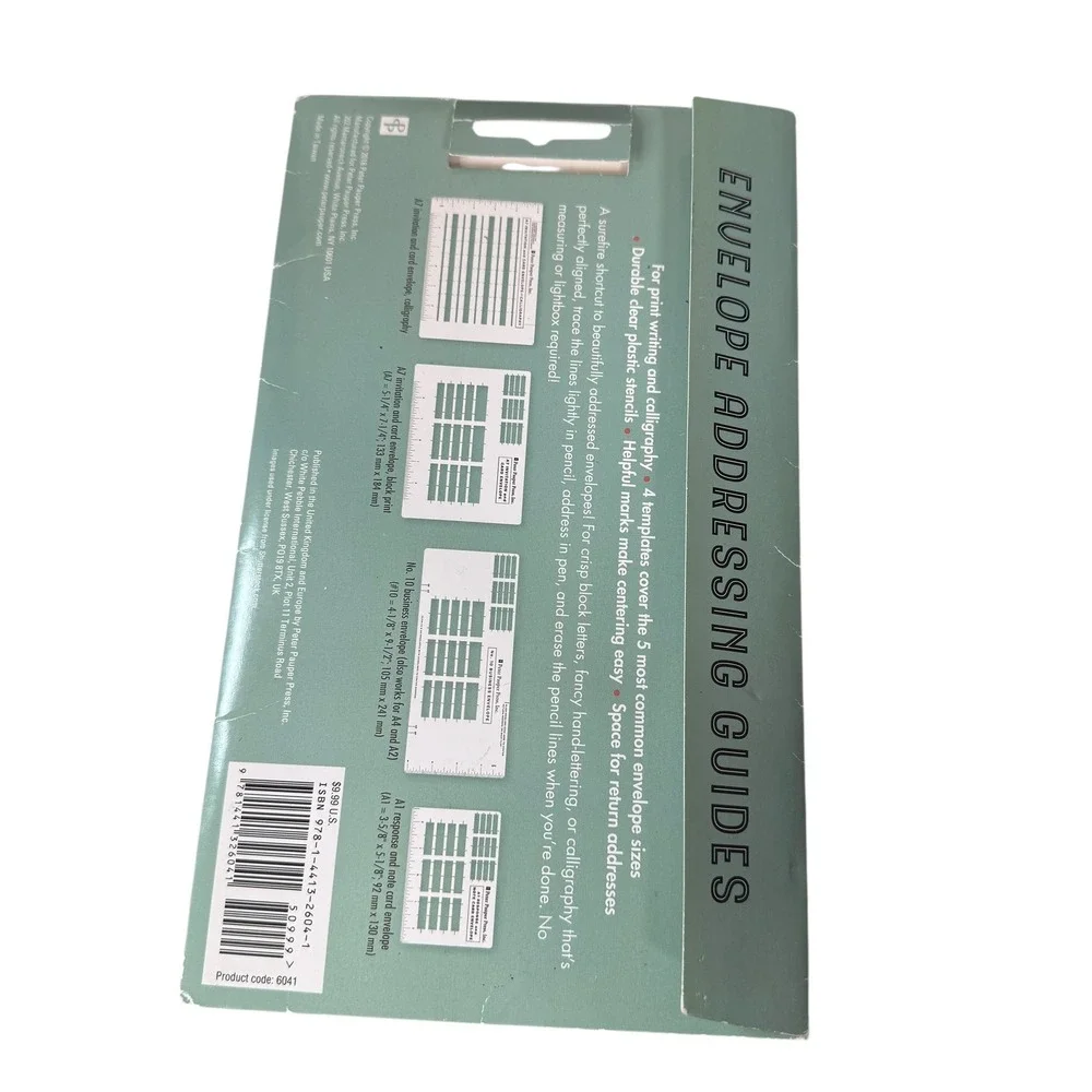 Peter Pauper Press Envelope Addressing Guides 4‎ Clear Plastic Stencils 6041